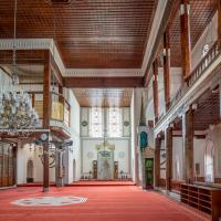 Arap Camii - Interior: Prayer Hall; Qibla Wall; Mihrab Niche; Minbar; Inscriptions; Calligraphic Roundels