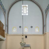 Atik Mustafa Pasha Camii - Interior: Northeast Wall; Stained Glass; Small Roundels Bearing Inscriptions