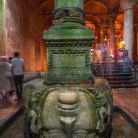 Basilica Cistern - Interior: Gorgon Column Pedestal, Column