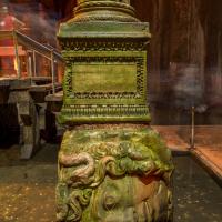 Basilica Cistern - Interior: Gorgon Column Pedestal, Column