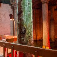 Basilica Cistern - Interior: Column from Theodosian Forum