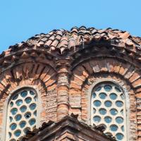 Eski Imaret Camii - Exterior: Tambour Detail, Windows, Dome, Frieze