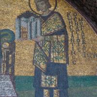 Hagia Sophia - Interior: Southwestern Entrance Mosaic Detail, Emperor Constantine