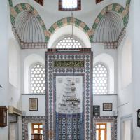 Ivaz Efendi Camii - Interior: Mihrab, Qibla Wall,  Iznik Tiles, Muqarnas, Inscription