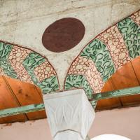 Ivaz Efendi Camii - Interior: Northwest Arcade, Lozenge Column Capital Detail, Arch Detail, False Polychrome Marble