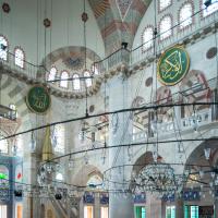 Kilic Ali Pasha Camii - Interior: Central Prayer Space, Minbar, Calligraphic Roundels, Piers, Columns