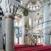 Kilic Ali Pasha Camii - Interior: Central Prayer Space, Minbar, Columns, Piers, Muqarnas, Calligraphic Roundel