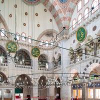 Kilic Ali Pasha Camii - Interior: Central Prayer Space, Facing North, Piers, Columns, Roundels, Gallery, Northwest Entrance