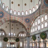 Kilic Ali Pasha Camii - Interior: Gallery View, Facing South, Minbar, Mihrab, Central Dome, Roundels, Piers