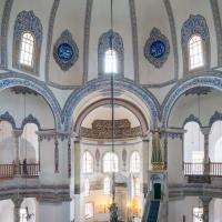 Kucuk Ayasofya Camii - Interior: Central Prayer Hall, Minbar, Mihrab NIche, Qibla wall, Apse, Viewed from Western Gallery