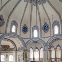 Kucuk Ayasofya Camii - Interior: Gallery View looking Southeast, Minbar, Central Prayer Space, Central Dome, Roundels