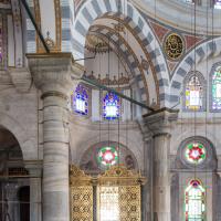 Laleli Camii - Interior: Northeast Gallery View, Roundels, Pendentives, Columns