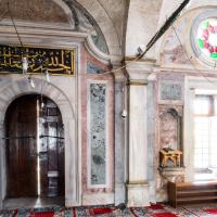 Laleli Camii - Interior: Gallery, Entrance, Calligraphnic Inscription, Facing Northwest