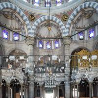 Laleli Camii - Interior: Central Prayer Hall, Main Entrance, Facing Northwest, Gallery, Half Domes, Roundels
