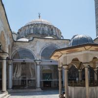 Laleli Camii - Exterior: Ablution Fountain, Courtyard, Portico, Domed Bays, Central Dome, Main Prayer Hall Entrance, NE and SW Portals to Complex