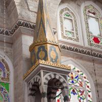 Mihrimah Sultan Camii - Interior: Minbar Detail, Stained Glass Detail