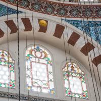 Rustem Pasha Camii - Interior: Qibla Wall, Lunette Detail; Stained Glass; Seal/Rosette, Iznik Tilework