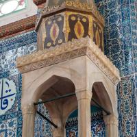 Rustem Pasha Camii - Interior: Minbar Detail; Lozenge Molding; Iznik Tilework