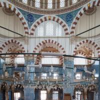 Rustem Pasha Camii - Interior: Northeast Elevation, Central Prayer Hall, Facing Northeast Side Aisle; Support Piers