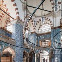 Rustem Pasha Camii - Interior: Central Prayer Hall; Support Piers; Womens' Prayer Area; Gallery; Arcaded Side Aisles