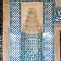 Rustem Pasha Camii - Exterior: Northwestern Facade Detail, Blind Niche; Iznik TIlework; Muqarnas