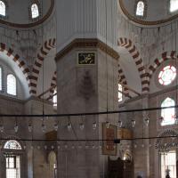 Sehzade Camii - Interior: Prayer Hall, Facing South; Support Pier; Inscription