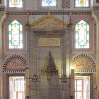 Sehzade Camii - Interior: Mihrab Niche, Qibla Wall, Muqarnas, Lunettes Bearing Inscriptions