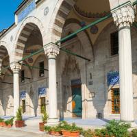 Sokullu Mehmed Pasha Camii - Exterior: Portico; Domed Bays; Main Entrance; Iron-Grilled Windows; Inscriptions