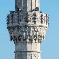 Sokullu Mehmed Pasha Camii - Exterior: Minaret Detail; Muqarnas; Ornamental Grill