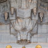 Sultan Selim Camii - Exterior: Detail of Muqarnas, Medallions, Above Entrance