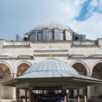 Sultan Selim Camii - Exterior: Ablution Fountain (Sadirvan); Courtyard; Dome; Domed Arcade