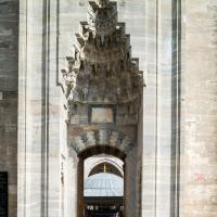 Sultan Selim Camii - Exterior: View of Ablution Fountain Through Complex Main Entrance; Muqarnas