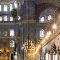Yeni Camii - Interior: Central Prayer Hall, Facing Southeast; Minbar; Support Pier