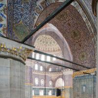 Yeni Camii - Interior: Northwest Gallery; View of Grand Arch Separating Central Hall from Side Aisle