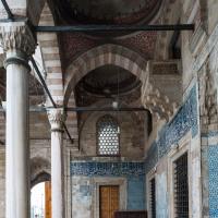 Yeni Camii - Exterior: Southeast Courtyard, Portico; Domed Bays; Inscription