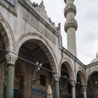 Yeni Camii - Exterior: Arched Portico; Minaret