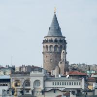 Yeni Camii - Exterior: Galata Tower, Viewed from  Yeni Valide Camii