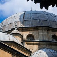 Bebek Camii - Exterior: West Corner Elevation Detail, Facing East, View of Central Dome