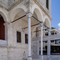 Beylerbeyi Camii - Exterior: Northwest Porch, West Corner Arcade, Facing South