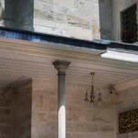 Beylerbeyi Camii - Exterior: Southwest Courtyard, Facing Northeast, Column Shaft and Capital, Quranic Inscription