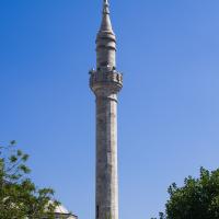 Cerrah Mehmed Pasha Camii - Exterior: Southwest Minaret, Ornamental Grill, Auxiliary Domes