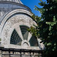 Cihangir Camii - Exterior: Southwest Elevation Detail, Semi-Circular Window, Floral Ornamental Motif