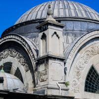 Cihangir Camii - Exterior: Western Corner of Mosque, Semi-Circular Windows, Central Dome