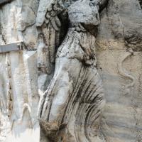 Column of Marcian - Detail: East Face of Column, Sculptural Relief, Left Winged Figure Holding Globe