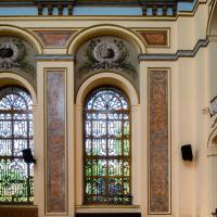 Dolmabahce Camii - Interior: West Corner, Southwest Elevation, Windows with Ornamental Grills