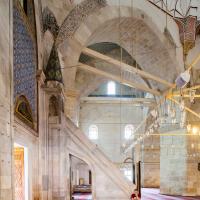 Uc Serefeli Camii - Interior: Central Prayer Area Facing Southwest, Minbar