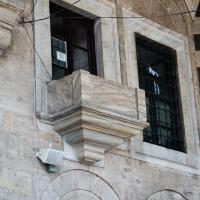 Eyup Sultan Camii - Exterior: Northwest Facade Detail, Balcony, Corbels