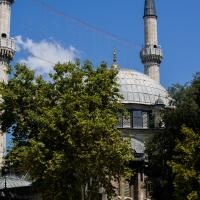 Eyup Sultan Camii - Exterior: Mosque Elevation, Southern Corner Minarets