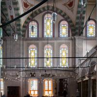 Fatih Camii - Interior: Southeast Qibla Wall, South Corner, Stained Glass Windows