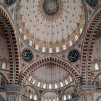 Fatih Camii - Interior: Central Dome, Pendentives, Calligraphic Medallions, Northeast Apse